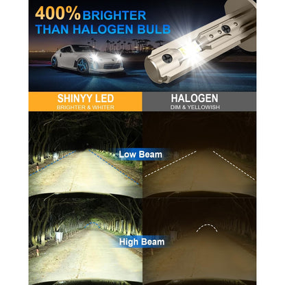 Shinyy - H1 LED Headlight Bulbs 16000Lm 2023 Canbus Error Free 12V 6500K White 2Pcs