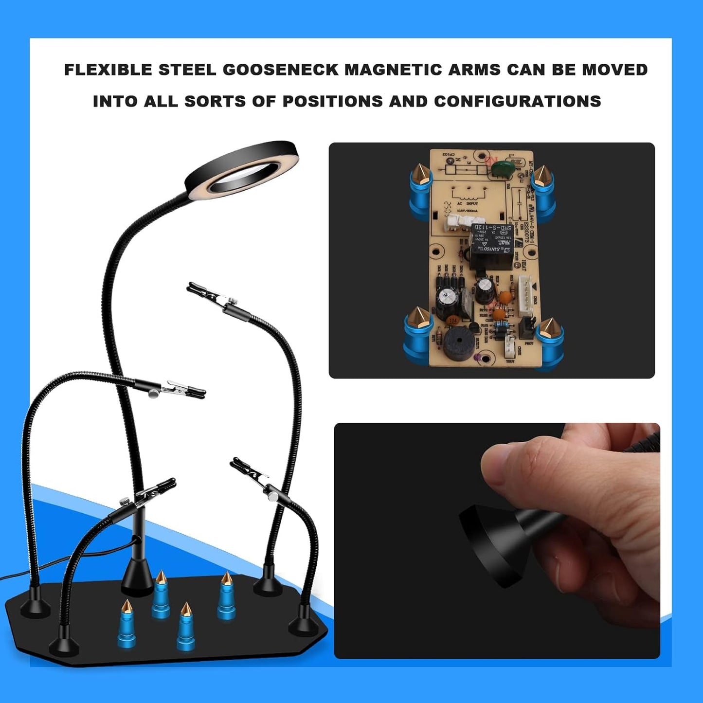 Chanseon - Anti-Tipping Soldering Station Kit With 3X Magnifying Glass LED Light