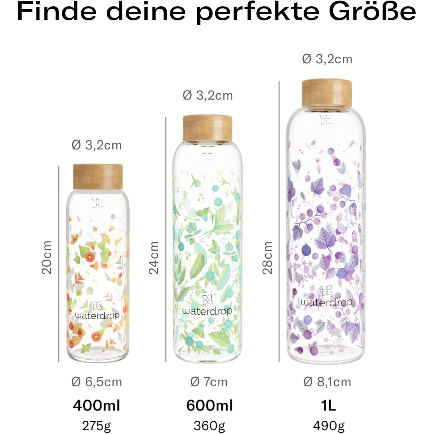 Waterdrop - Edition Glass Bottle 1L, Leakproof, BPA-Free, Dishwasher Safe