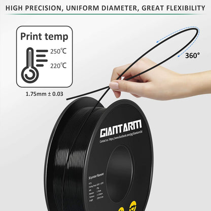 Geeetech - Petg 3D Printer Filament 1.75Mm, 1 Kg, Black