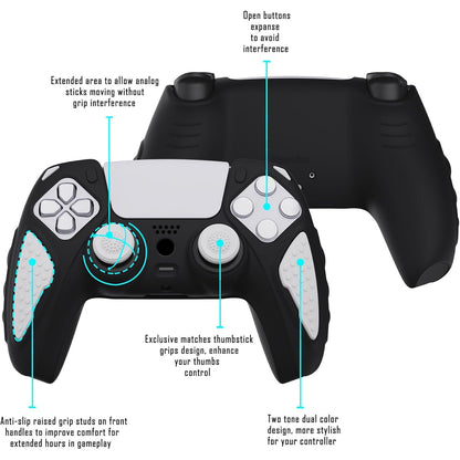 Playvital - Knight Edition Black & White Anti-Slip Silicone Cover For PS5 Controller