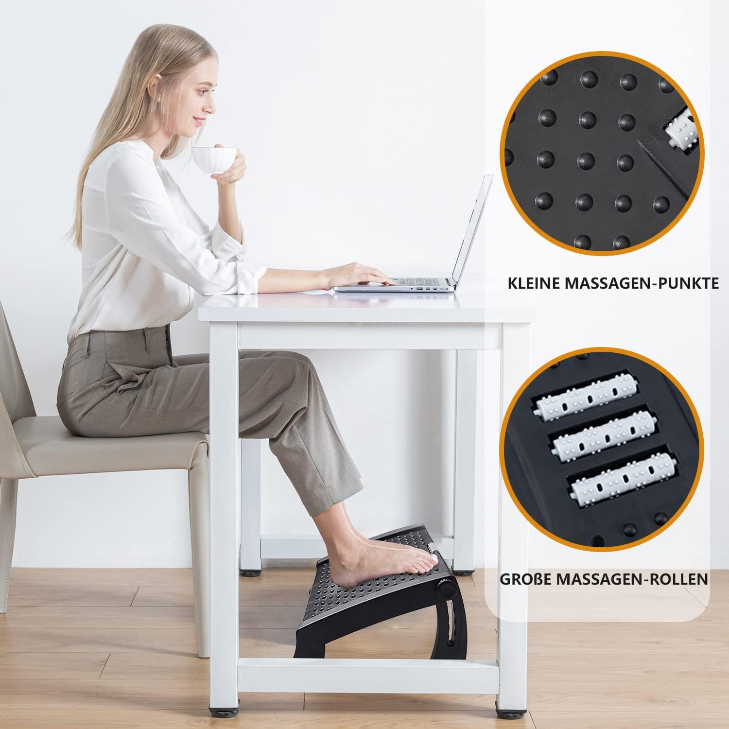 Sangfor - Ergonomic Footrest Desk With Massage Surface, 6 Height Adjustable