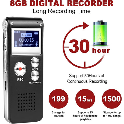 S - Digital Voice Recorder 3072Kbps HD Voice Activated With Playback