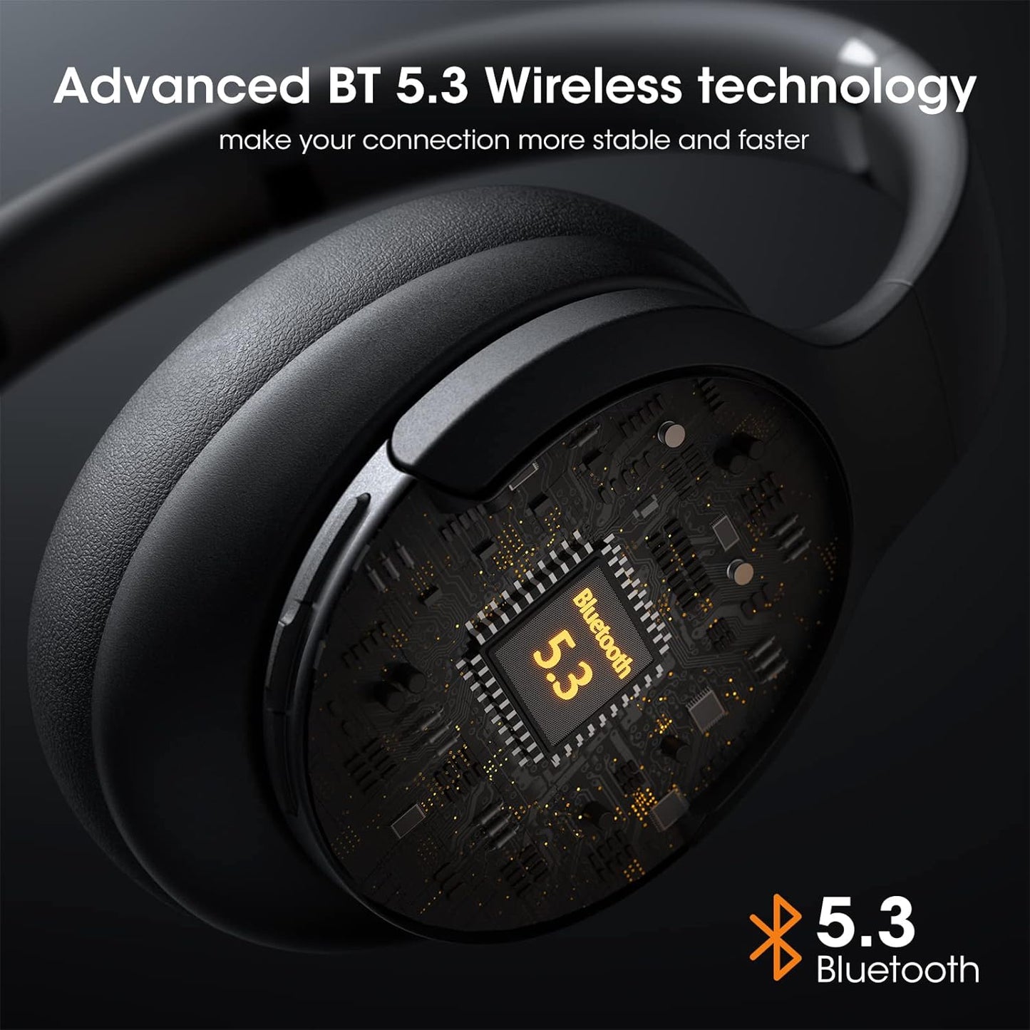 Doqaus - Upgraded Bluetooth 5.3 Headphones, 90H Playtime, 3 EQ Modes, Built-In Mic