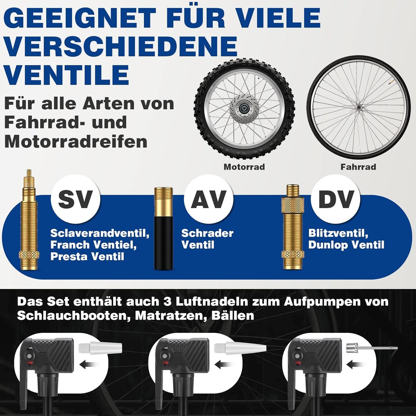 Fahrradpumpe - Luftpumpe Für Alle Ventile, 11 Bar/160 Psi Standpumpe