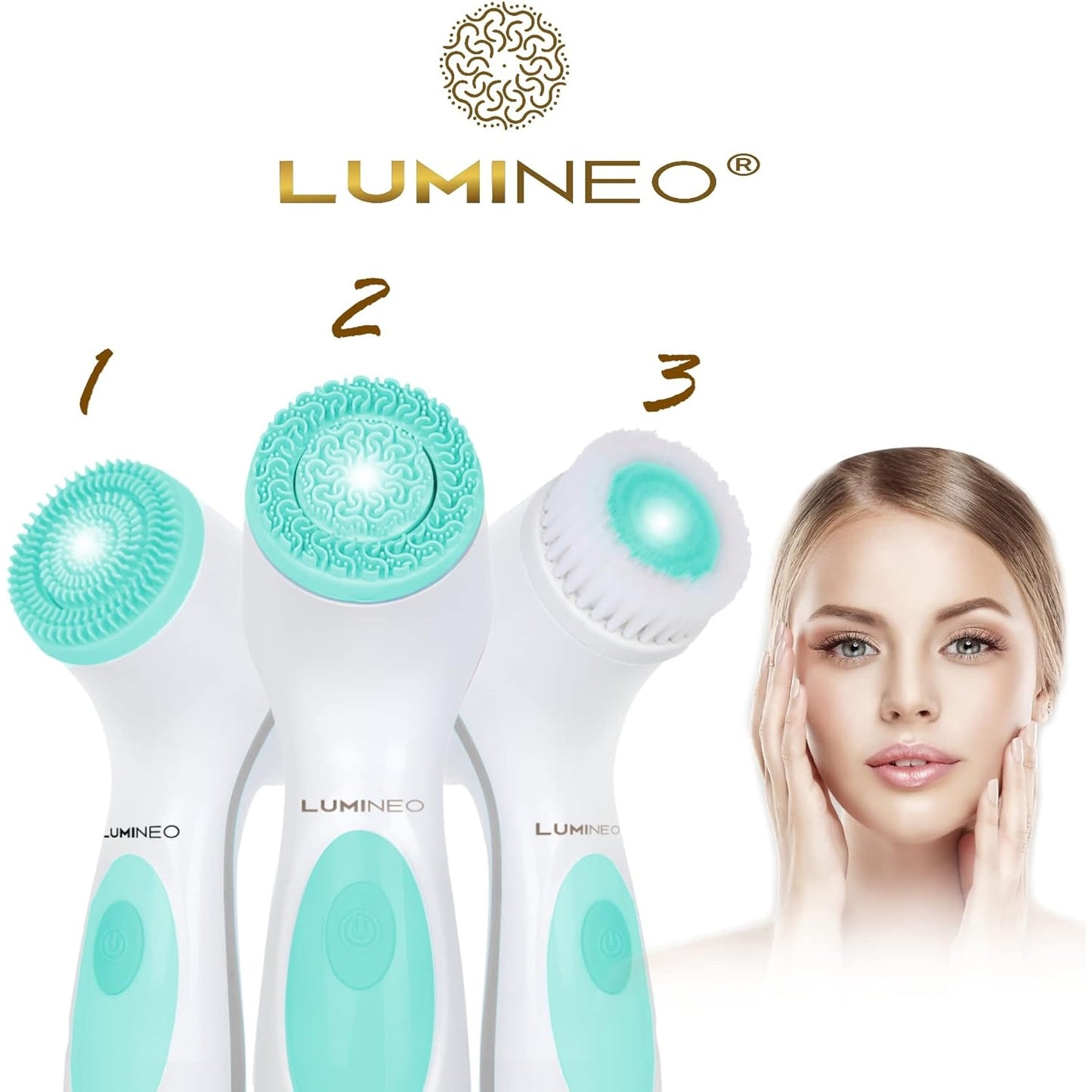 Lumineo - Blemished Skin Facial Cleansing Brush With 3 Medical Silicone Heads