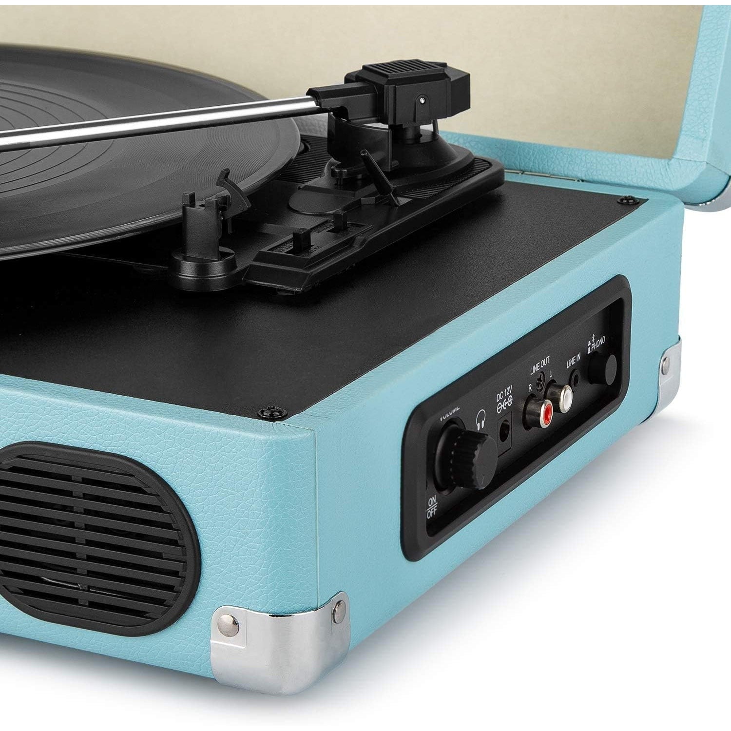 1 By One - Bluetooth Record Player 3-Speed Portable Turntable With Speakers, Turquoise-111-1703-Z9-4596-B00XVJLYPW