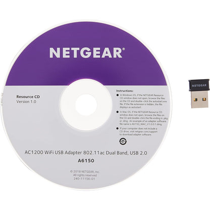 Netgear - AC1200 Wi-Fi USB 2.0 Mini Adapter for Desktop PC