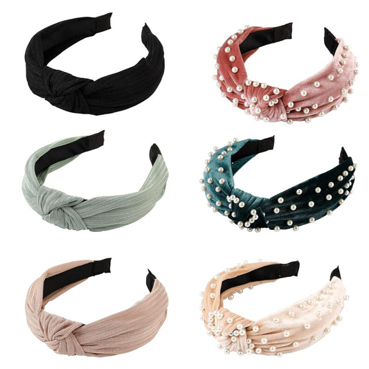 Lovnfc - Womens Knotted Headbands, 6Pcs No Slip Fashion Velvet Hair Hoops