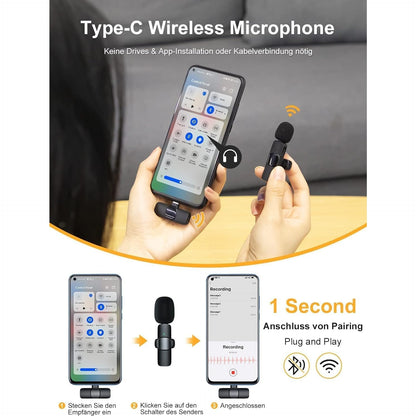 Moman - Wireless Lavalier Microphone Cp1X(C) 2.4Ghz Type-C & USB 2Tx & 1Rx