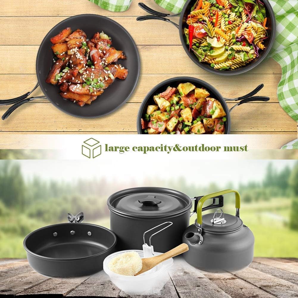 Jgrzf - Camping Cookware Set Nonstick Lightweight With Mesh Bag For Backpacking