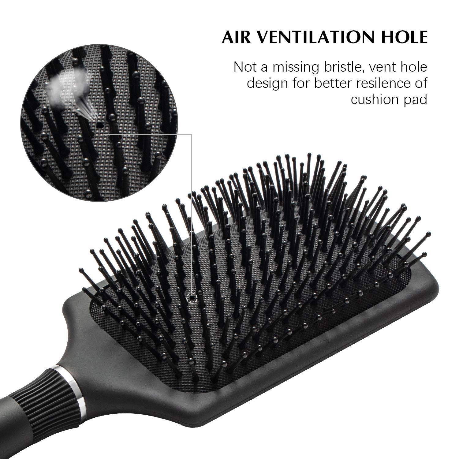 Fixbody - Paddle Brush With Large Cushion, Smoothing Detangling For Long Thick Hair