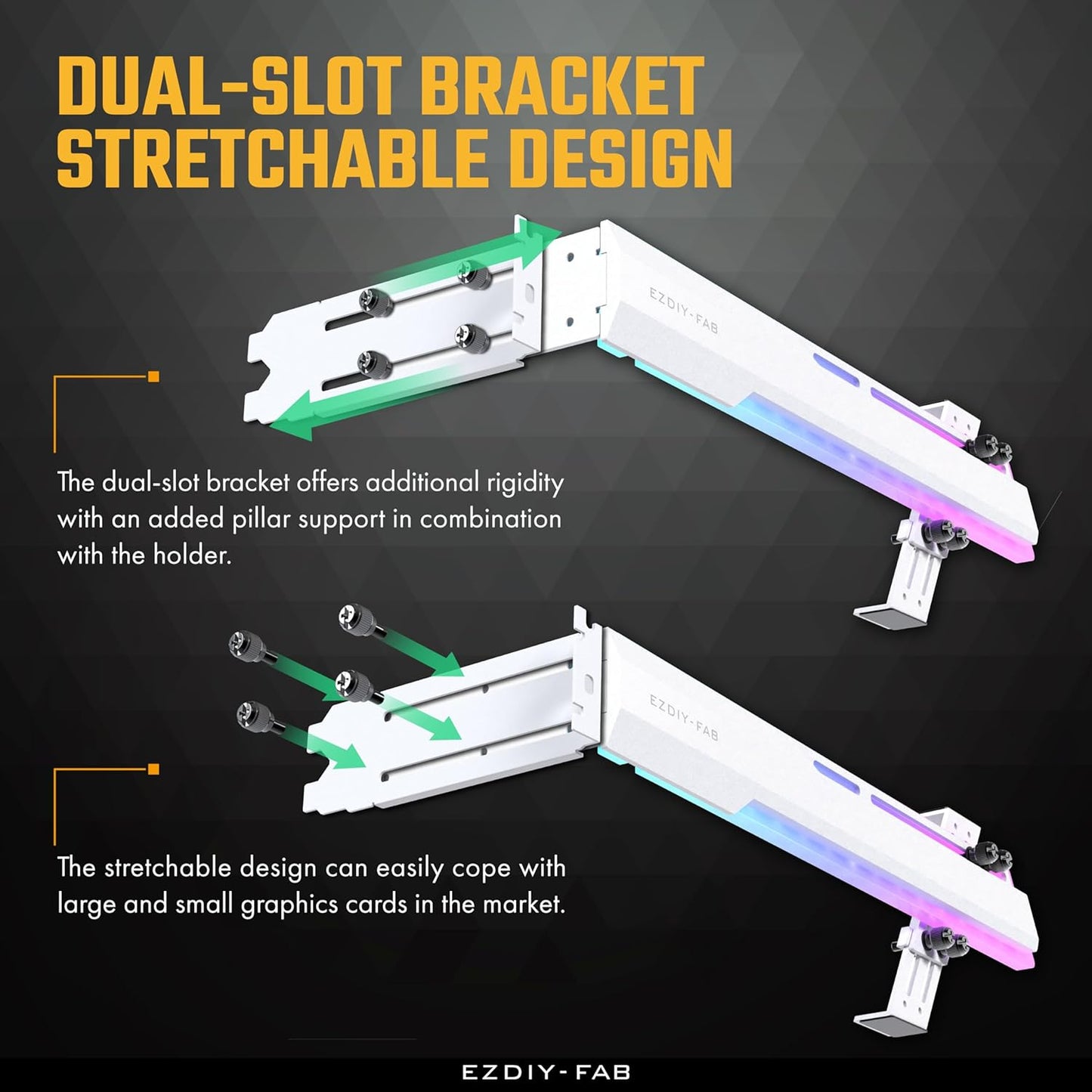 Ezdiy-Fab - 5V Argb GPU Holder Brace, Stretchable, White