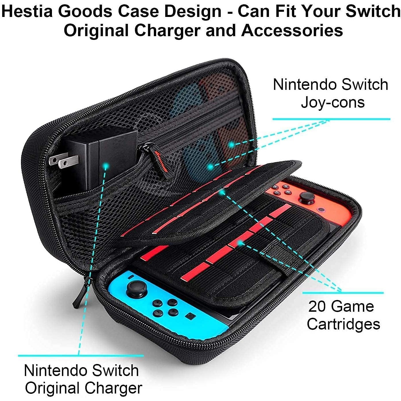 E&P - Switch Accessories Bundle: Case, Screen Protector, Playstand, Game Case, Joystick Cap, Charging Dock, Steering Wheel (18 In 1)