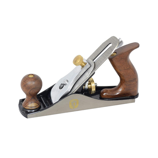 Spear & Jackson No. 3 Smoothing Plane with a cast iron body, precision milled base, high carbon steel blade, and brass adjusting screw, ideal for cabinet work and general joinery.