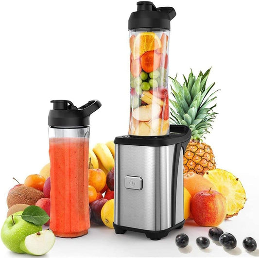 Enfmay - 300W Mini Smoothie Maker With 2 BPA-Free Bottles, Silver