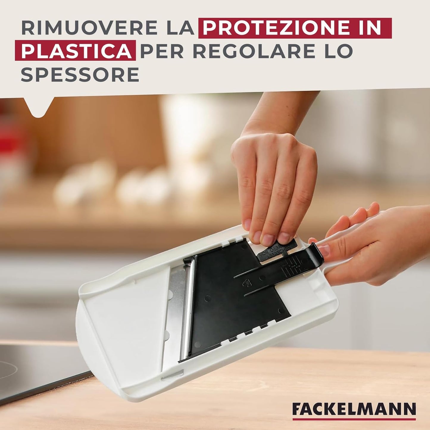 Fackelmann - Adjustable Stainless Steel Mandoline Slicer With Safety Guard