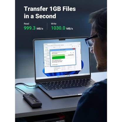 Ugreen Group Limited - M.2 NVMe SSD Enclosure, Tool-Free, 10Gbps, USB 3.2 Gen2, Aluminum, Black
