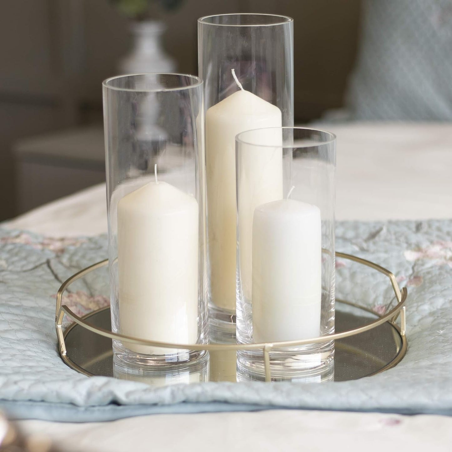 Xbite - Glass Candle Cylinders Set Of 3 | Assorted Holders For Pillar Candles