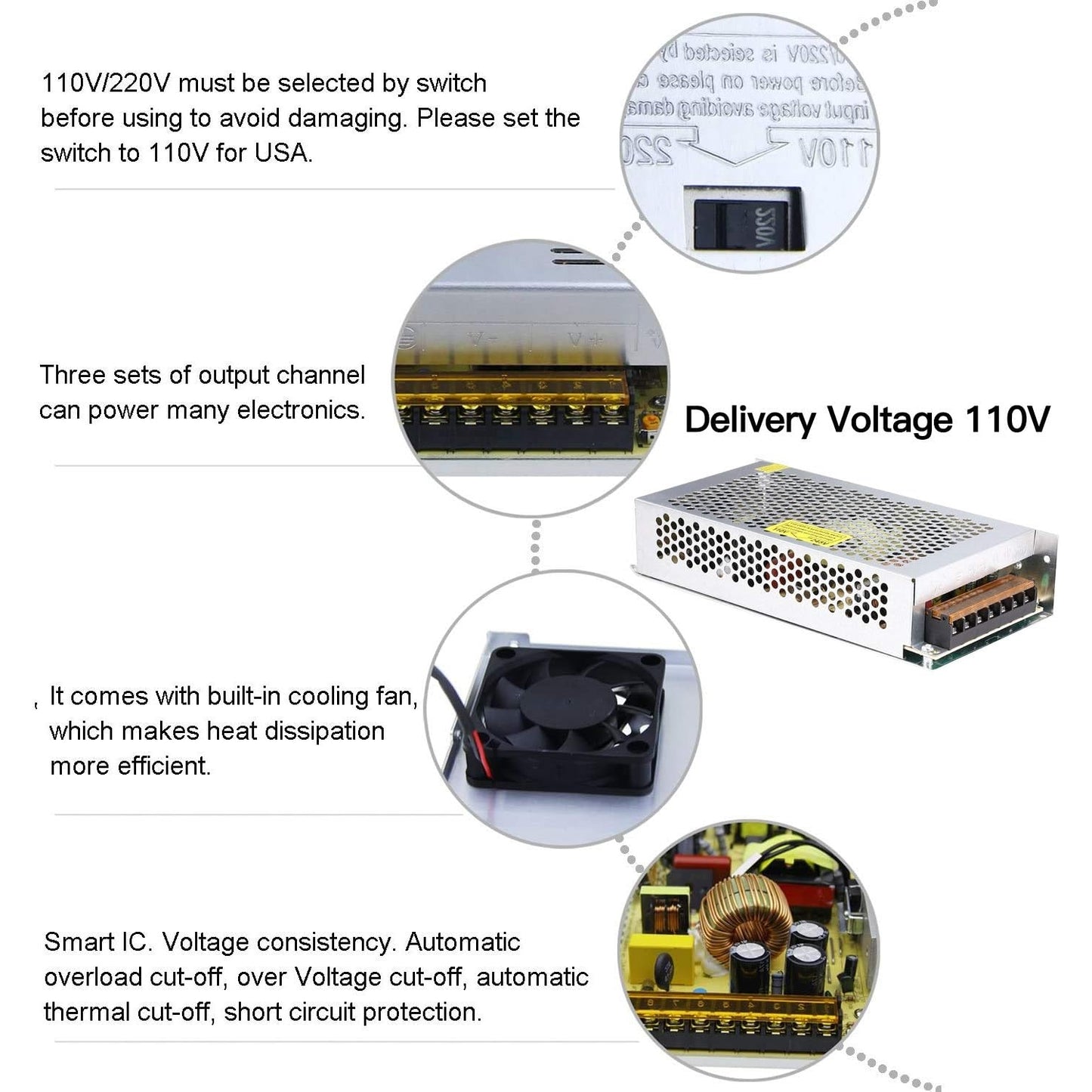 Gesd - 12V 10A DC Universal Regulated Switching Power Supply 120W