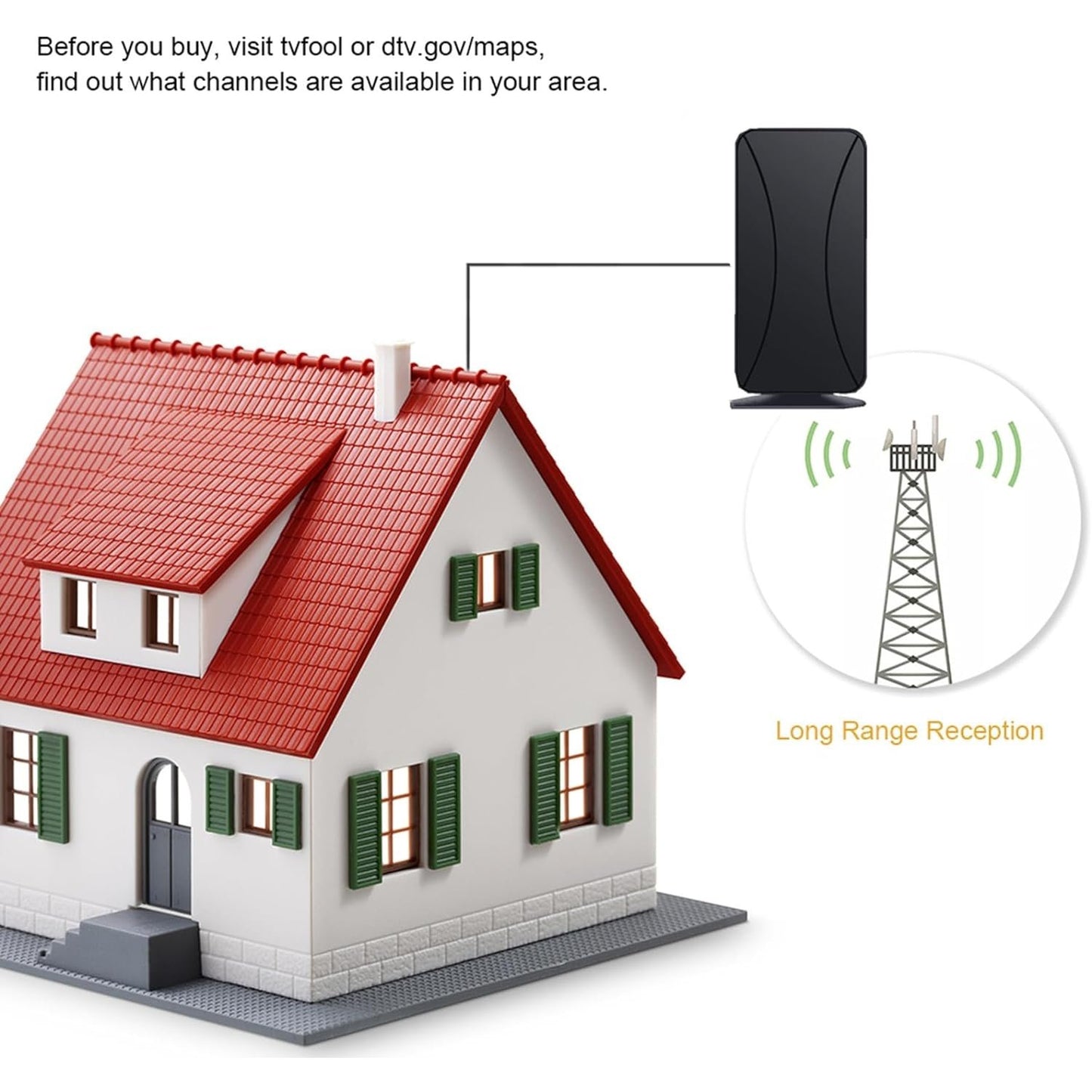 Jhesao Ltd. - Amplified Indoor TV Antenna with Booster, 4K HD 1080P, 520+ Miles Range