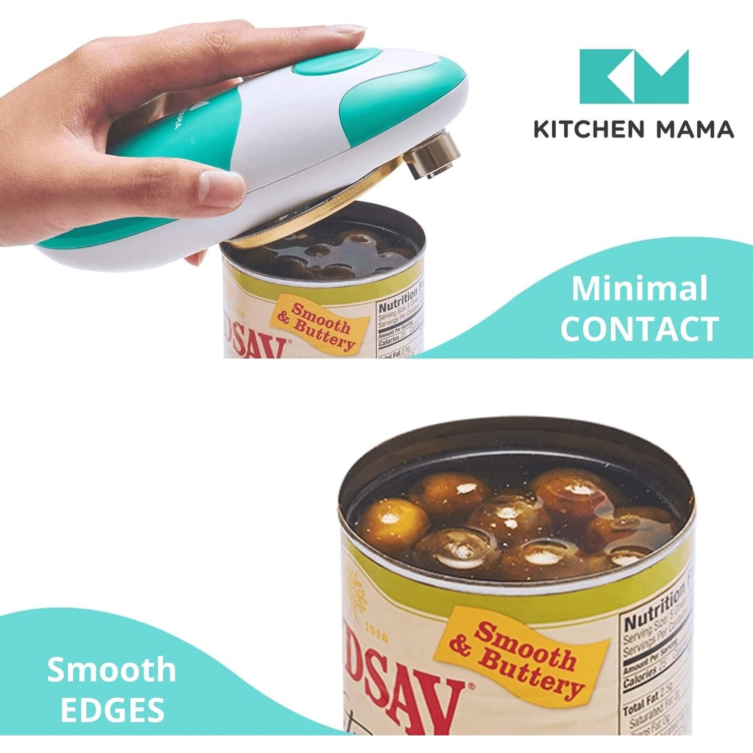 Kitchen Mama - Portable Electric Can Opener, Battery-Powered, Teal