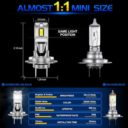 Auxiracer - H7 LED 26000Lm 6500K 12V 100W Car Bulbs (2 Pack)