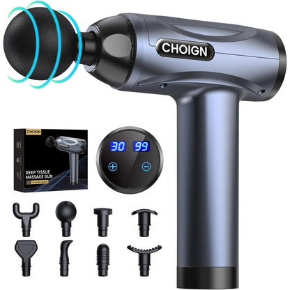 Choign - 30-Speed Deep Tissue Massage Gun with 8 Heads