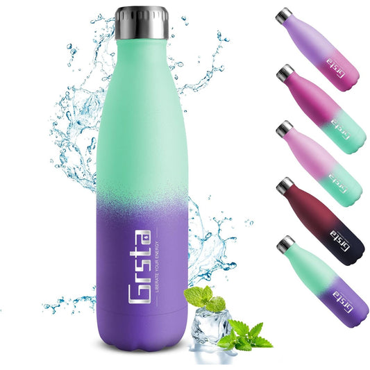 Grsta - Stainless Steel Insulated Water Bottle, Leakproof, BPA Free, 500ml/650ml/750ml