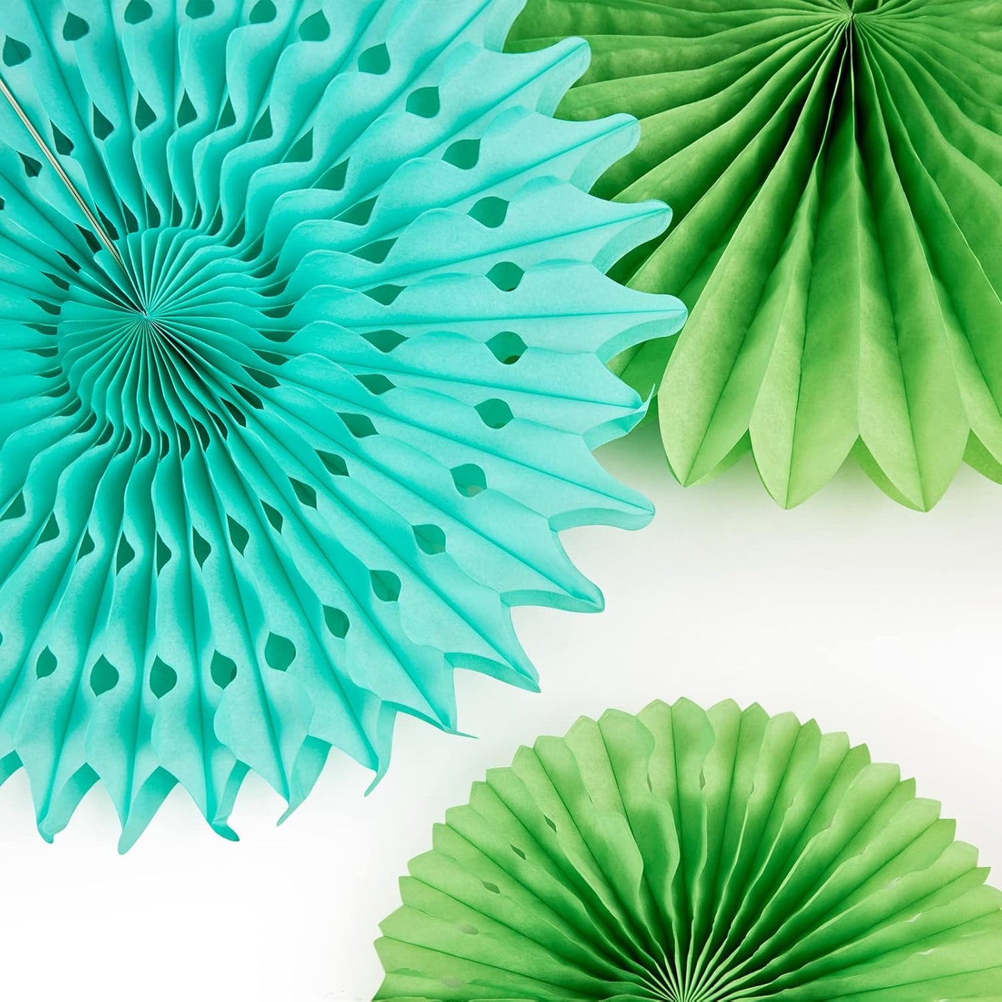 Easy Joy - Green Paper Fan Set for Party Decorations