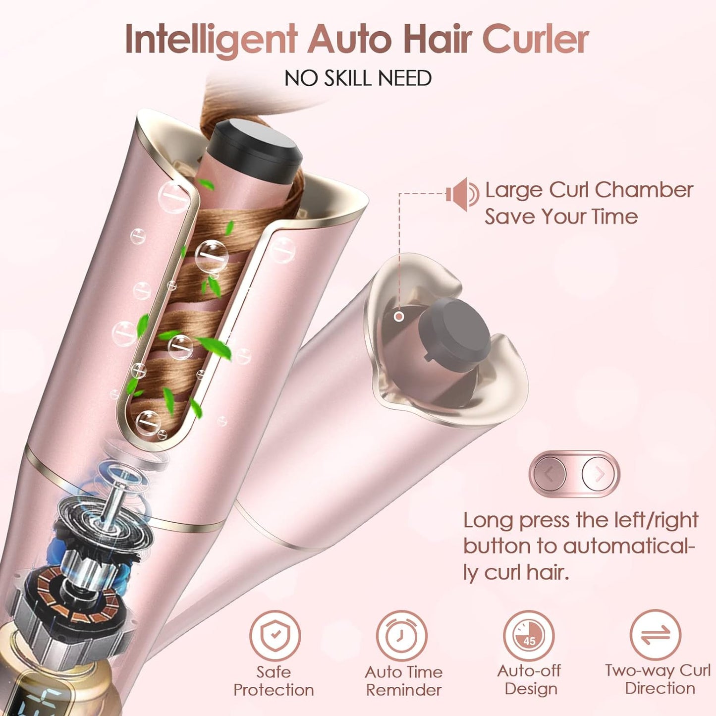 Superduomishu - Automatic Curling Iron With Rotating Barrel & LCD Display