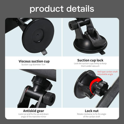 Goolsky - Rear View Mirror Suction Cup Wide Angle For Cars SUVs Trucks (Black)