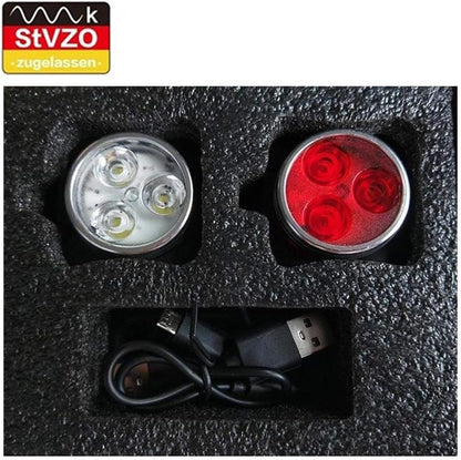 Stevo Approved - USB Rechargeable Bike Headlight & Taillight (Red/White)