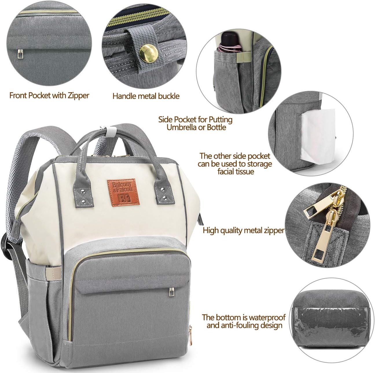 Balcony & Falcon - Multi-Functional Diaper Bag Backpack With Changing Pad