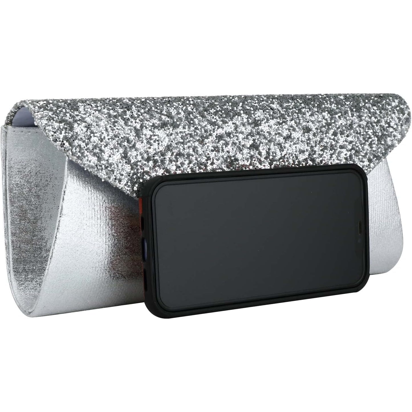 Vistatroy - Women Glitter Sequins Evening Clutch, Silver