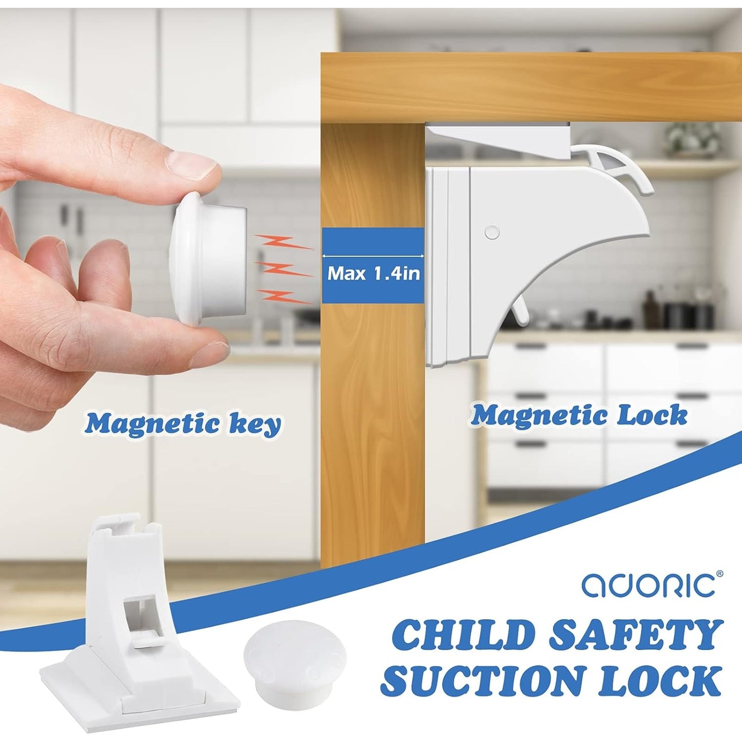 Sendis - Magnetic Child Safety Cabinet Locks (6 Locks + 2 Keys)