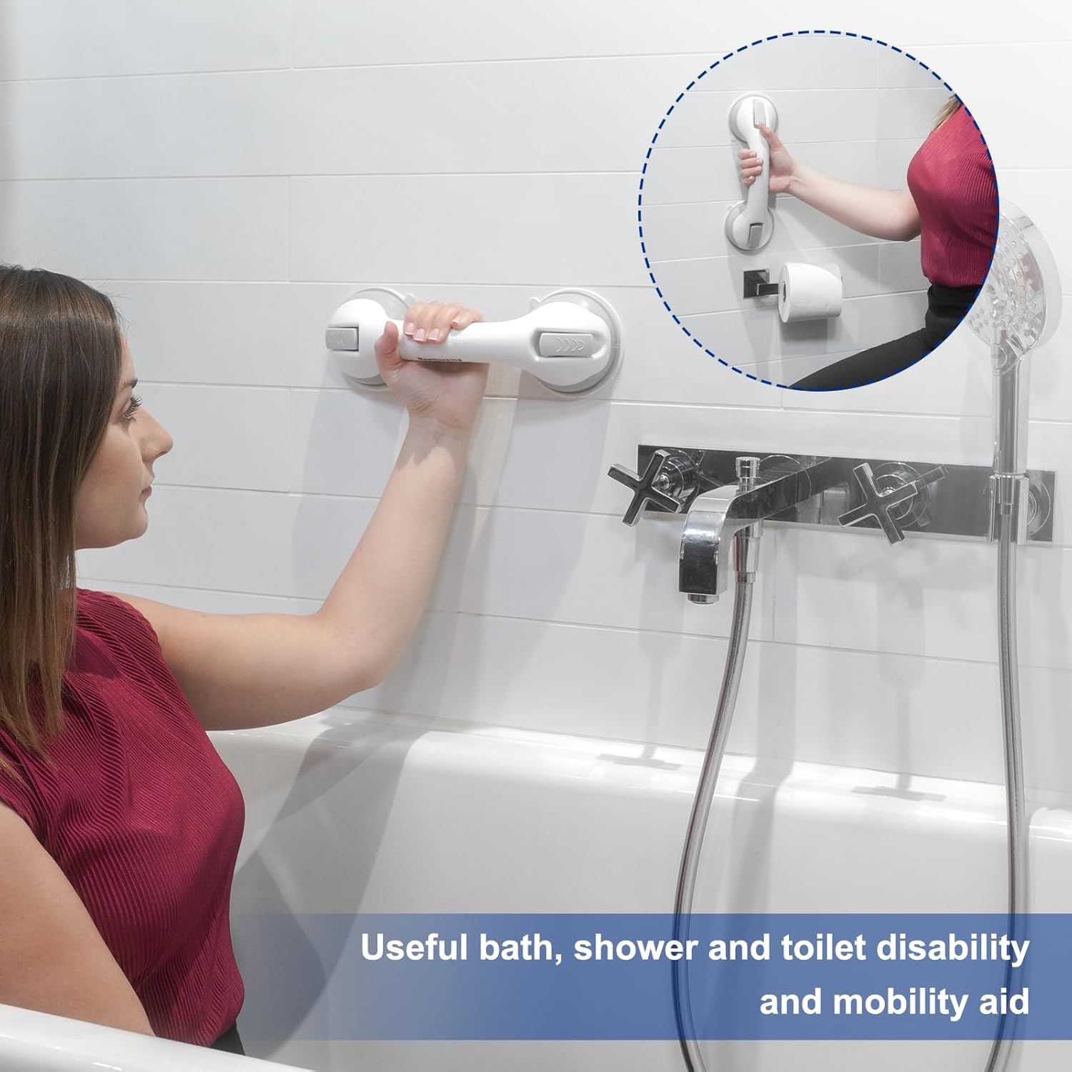 Newthinking - Suction Bathroom Grab Rails, Portable Safety Handle (1 Pack)