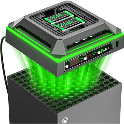 Tokluck - Fan For Xbox Series X Console With RGB Light, Charging Station & Batteries