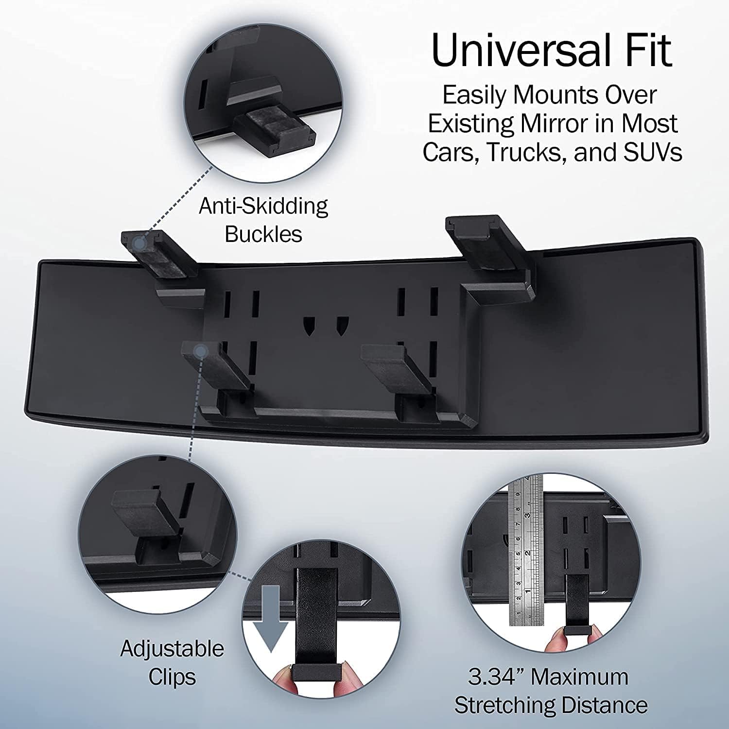 Verivue Mirrors - Universal 12" Panoramic Anti-Glare Rearview Mirror