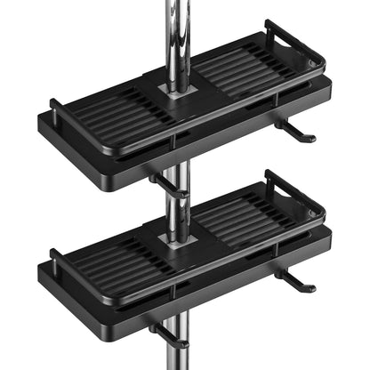 Dufu - No Drill Shower Caddy 2-Pack With Hooks And Buckle, Black