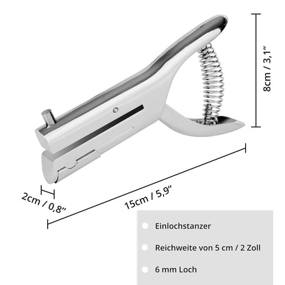 Winter Shore - Hand-Hole Puncher, 6 Mm Hole Size, 20 Sheet Capacity