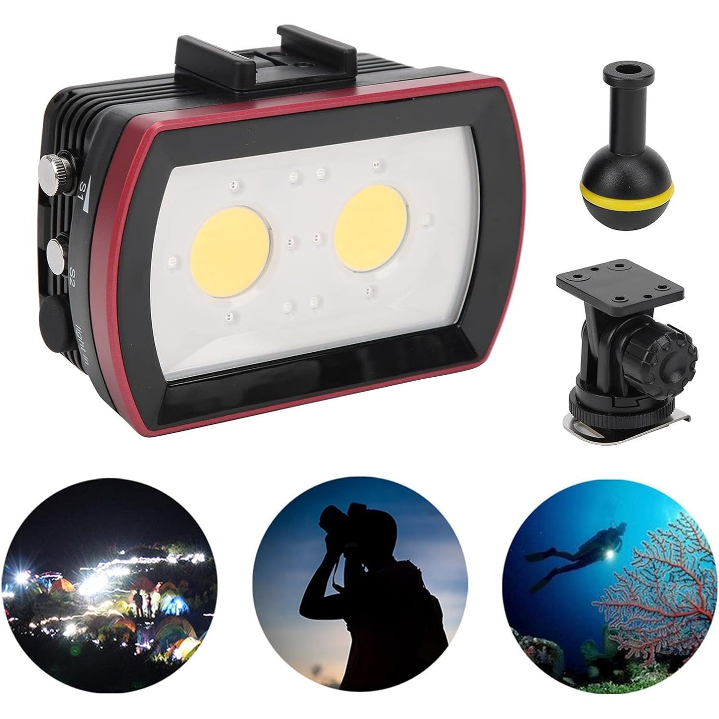 Sl21 - 40M Waterproof LED Video Light, 7000-7500K Dimmable Diving Light