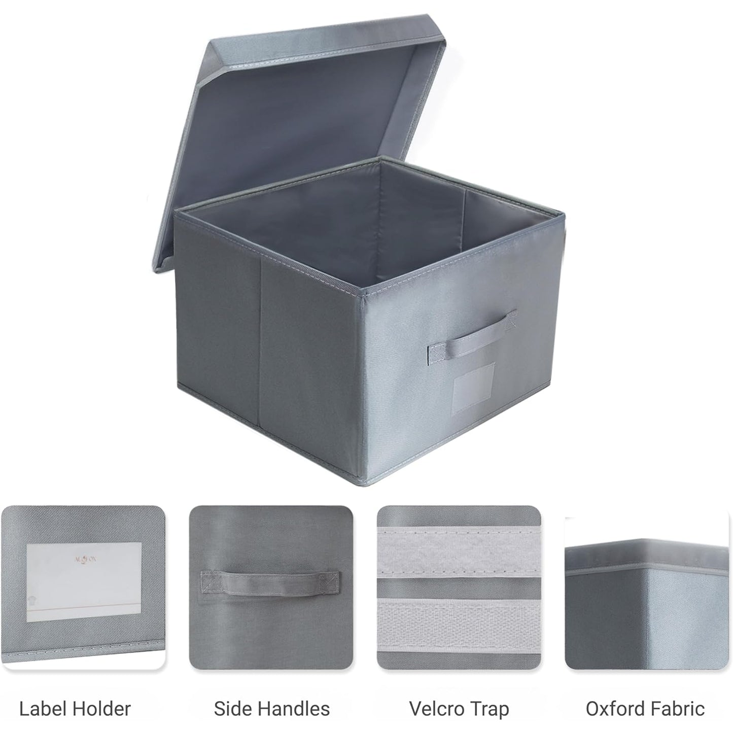 Xilu(Shanghai) Trading Co.,Ltd. - Augfox 2 Pack Large Storage Boxes With Lids (Dark Grey)