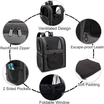 Apollo Walker - Pet Carrier Backpack for Cats and Dogs with Safety Features (Black)