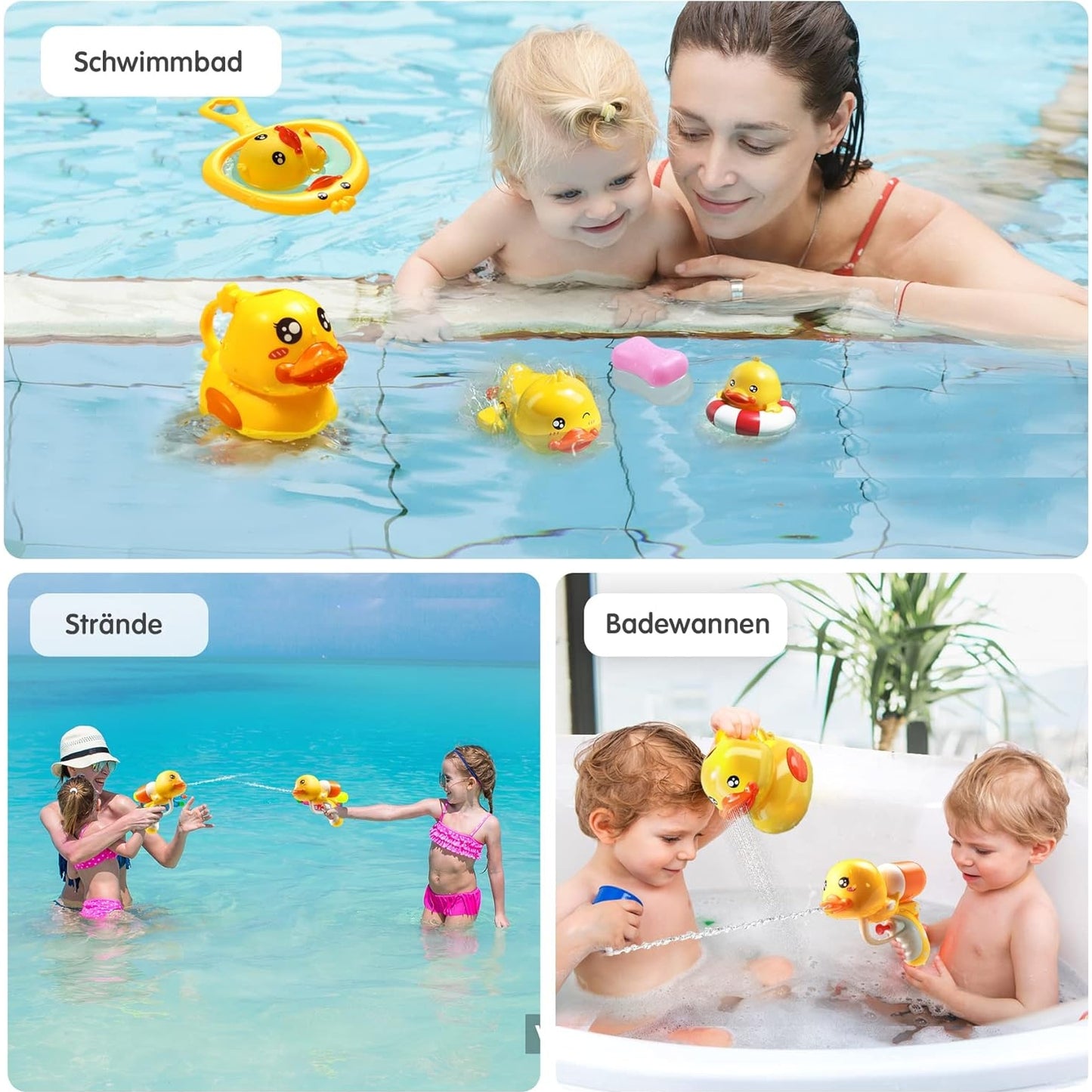 Baby Toy Bath Ducks - 8-Piece Water Toy Set for Toddlers