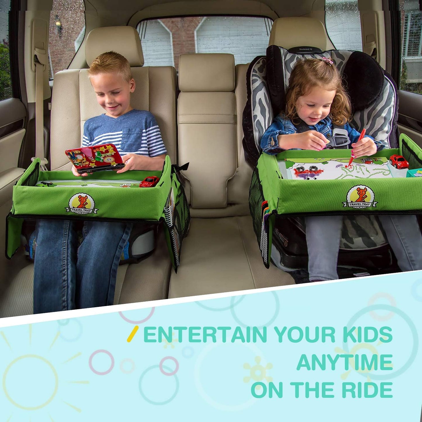 Lenbest - Kids Car Table Tray for Travel with Educational Drawing Paper