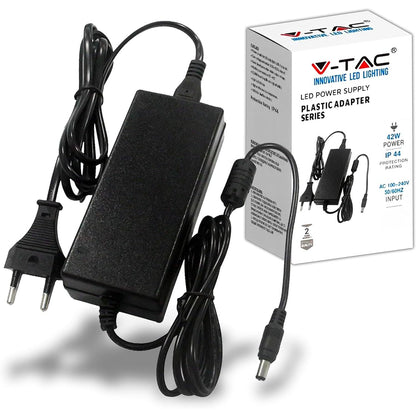 V-Tac - Power Supply 12V 42W 3.5A With 2.1 Jack For Cameras, LED Strip, Modem