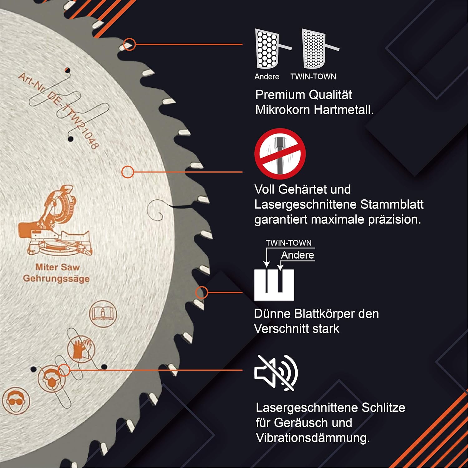 Twin-Town - Carbide Wood Saw Blade 210x30mm 48T