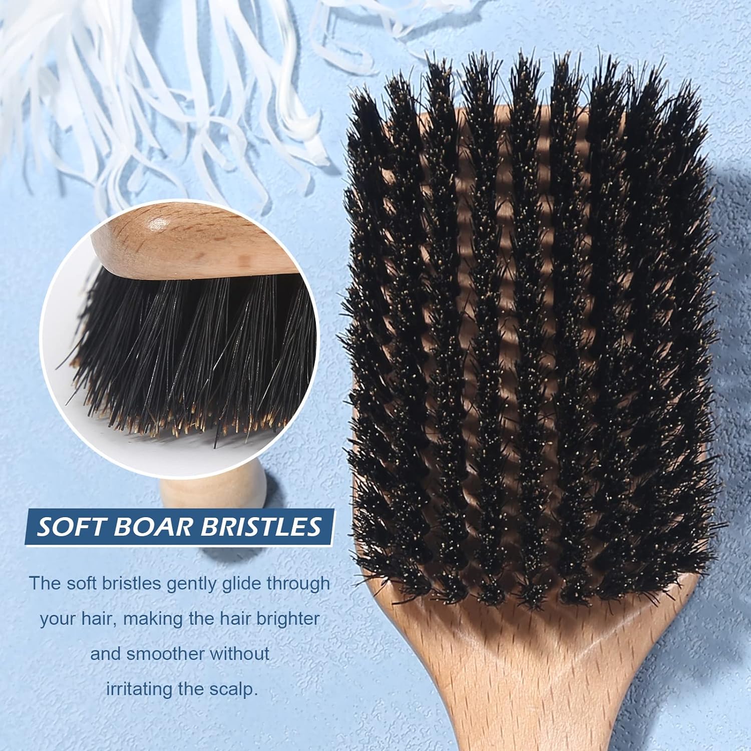 Bestool - 100% Pure Boar Bristle Hair Brush For Thin, Fine & Medium Hair