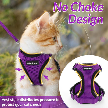 Globegou Co., Ltd. - Rabbitgoo Cat Harness And Leash, Escape Proof, Adjustable, Purple, XS